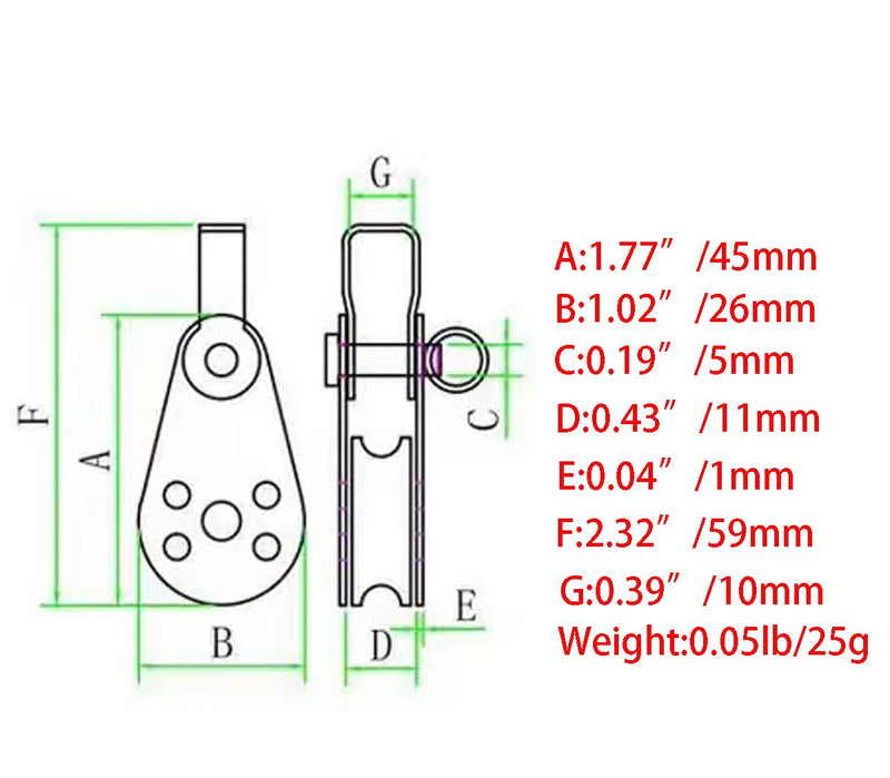Lsahyong 316 Stainless Steel Nylon Marine Pulley,Pulley Blocks Rope Runner Kayak Boat Accessories,Suitable for 0.08" to 0.32" Ropes - BeesActive Australia