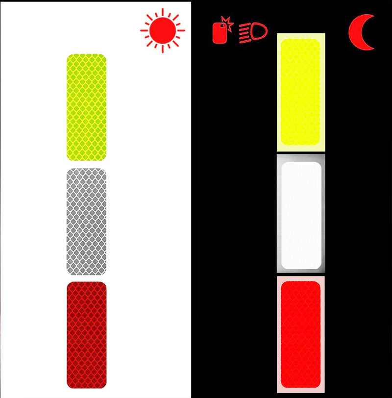 KOOUMOS 36Pcs Reflective Decals Reflective Stickers Safety Warning Sticker Tapes Waterproofs High Intensity Night Visibility Adhesive 30PcsYellow+White+Red3x8cm - BeesActive Australia