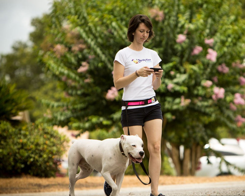 Squishy Face Studio Hands Free Dog Leash Belt Medium-Large Neon Pink - BeesActive Australia