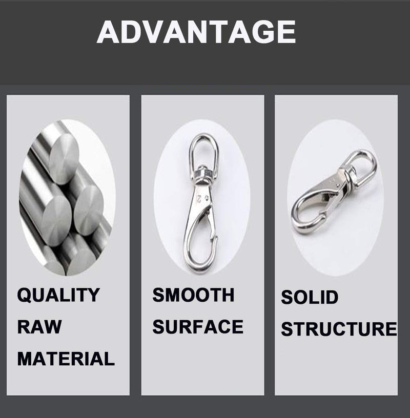 MIKMAYTOO Stainless Steel Swivel Eye Snap Hook M4(0#) Scuba Diving Clips Marine Boat Hardware Spring Buckle for Bird Feeders, Pet Chains, Dog Tie-Out Cable, Keychains and More - BeesActive Australia