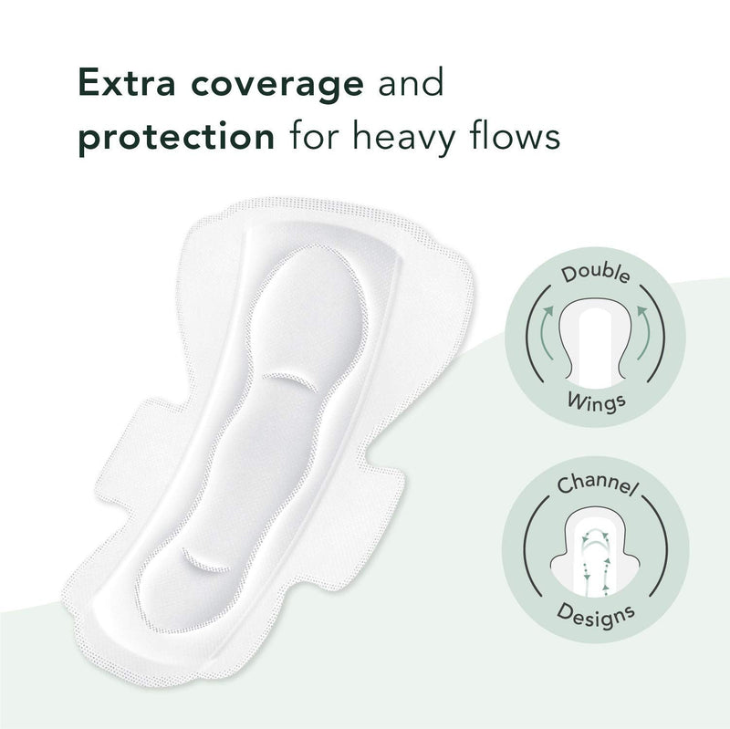 Rael Organic Cotton Cover Pads - Large Size, Ultra Thin Pads for Women, Sanitary Napkins with Wings (48 Total) - BeesActive Australia