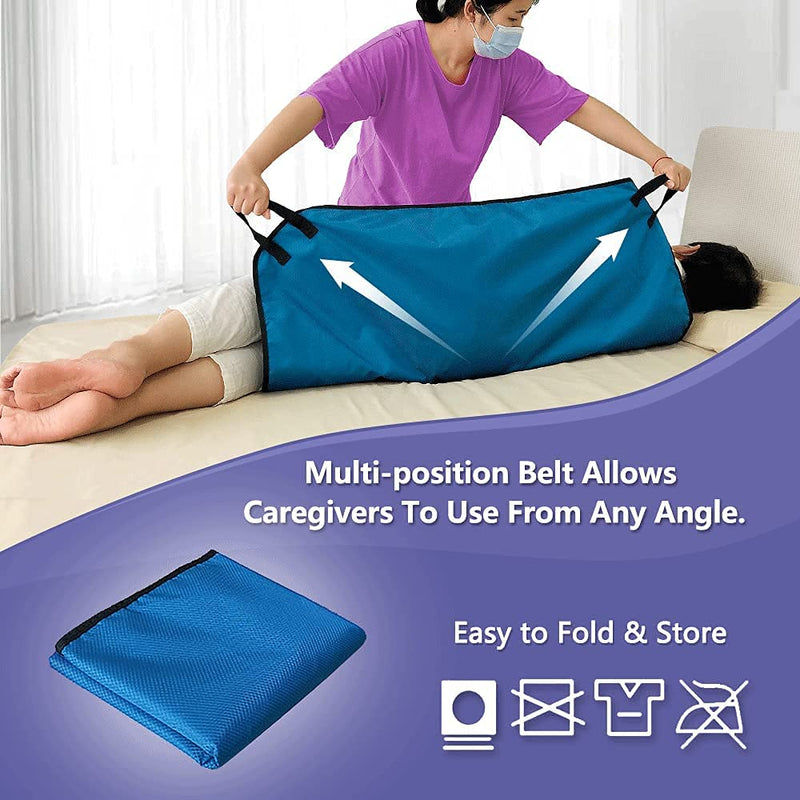 NEPPT Positioning Pad Draw Sheet Patient Transfer Board Lift Sheet Slide Protective Hospital Bed Mat with Handles for Incontinence, Bariatric, Elderly - Reusable & Washable (Blue-39" x 46") 4 Handle-blue - BeesActive Australia