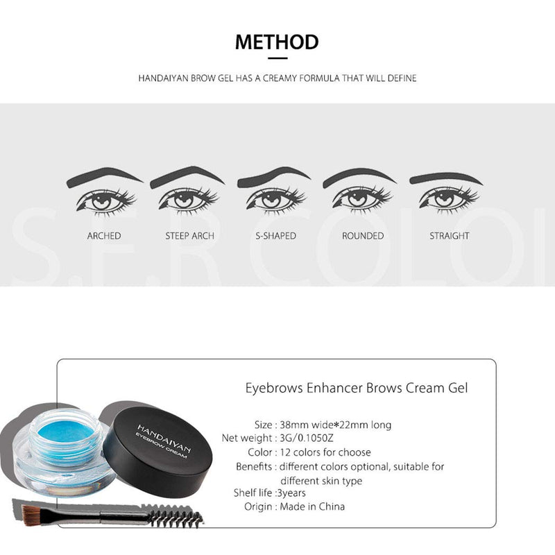 Kisshine Eyebrows Waterproof Eyebrow Cream Colorful Eyebrows Daily Makeup for Women and Girls Pack of 1 (Dark Brown 02#) Dark Brown 02# - BeesActive Australia