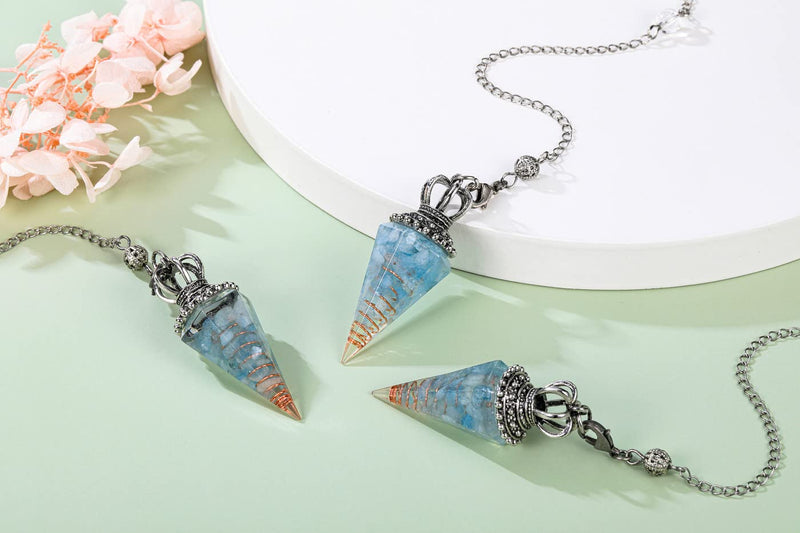 JOVIVI Pendulum Crystal,Aquamarine Dowsing Crystals Pendulum Divination Scrying Healing Crystal Gemstone Blue Quartz Stone Pendant for Reiki Grid Meditation Witchcraft Wicca Aquamarine Crystal Pendulum - BeesActive Australia