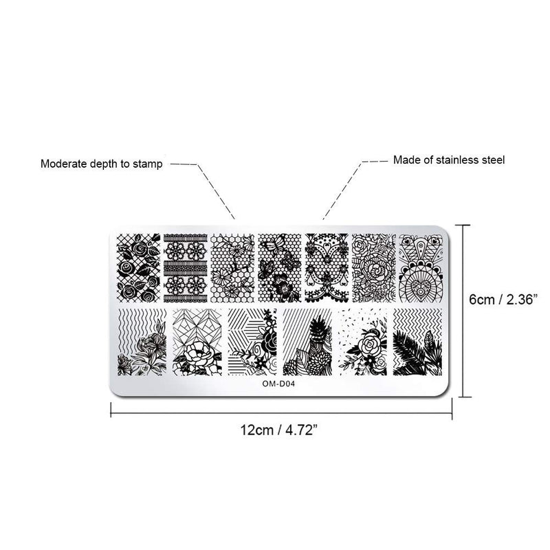 WOKOTO 5pcs Stamping Plates for Nail Art Kit Lace Mandala Flower Animal Nail Image Templates Design Stamp Tools Kit - BeesActive Australia