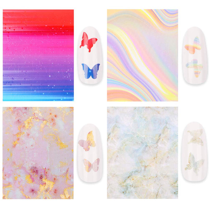 8 Sheet Butterfly Nail Art Holographic Strip Tape Nails Stickers Thin Laser Stripe Sticker DIY Nail Decoration Decal - BeesActive Australia