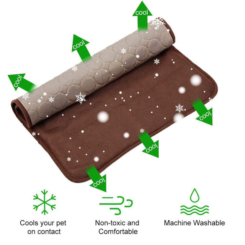 Jaaytct Cooling Mat for Dogs Cats Ice Silk Pet Self Cooling Pad Blanket for Pet Beds/Kennels/Couches /Car Seats/Floors X-Large Brown - BeesActive Australia