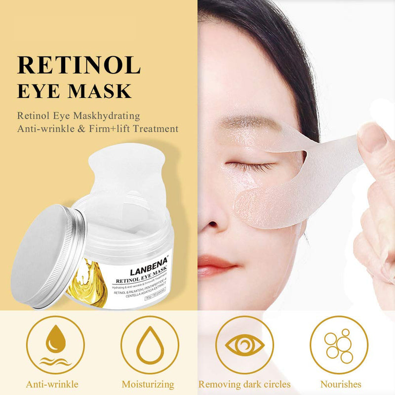 Eye Mask Sheet Hyaluronic Acid Eye Serum Patches Vitamin C Pad for Reduces Dark Circles Bags and Eye Lines Repair Skin Nourish Firming Anti-Wrinkle + Anti-aging (90 g/50 pieces) (Gold) Gold - BeesActive Australia