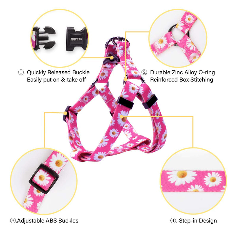 QQPETS Dog Harness Leash Set Adjustable Heavy Duty No Pull Halter Harnesses for Small Medium Large Breed Dogs Back Clip Anti-Twist Perfect for Walking XS(12"-18" Chest Girth) Daisy - BeesActive Australia