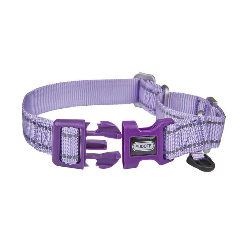 YUDOTE Reflective Martingale Collar for Dogs with Quick Snap Buckle Anti-Pull Nylon Safe Slip Collars for Easy Walking Large(Neck 15"-19") Lavender - BeesActive Australia