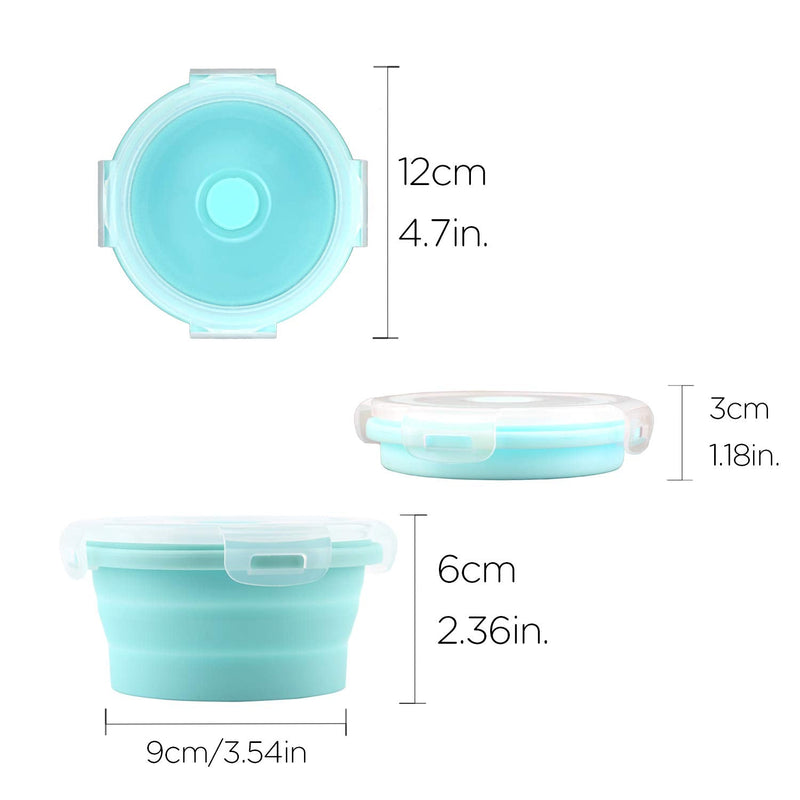 LUTER 2 Pieces Collapsible Dog Bowls Silicone Food Water Travel Bowl with Lids Portable Expandable Pet Feeding Watering Cup Dish for Walking Kennels Camping 350ml (12x12x3cm) Pink & Blue - BeesActive Australia