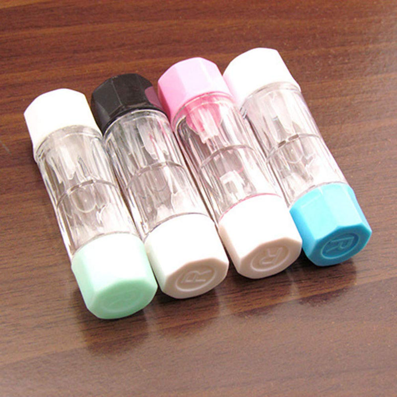 4PCS Mini Travel RGP Hard Contact Lens Case Protective Box Cosmetic Contact Lens Container Holder Lens Solution(Black Green Blue and Pink) - BeesActive Australia