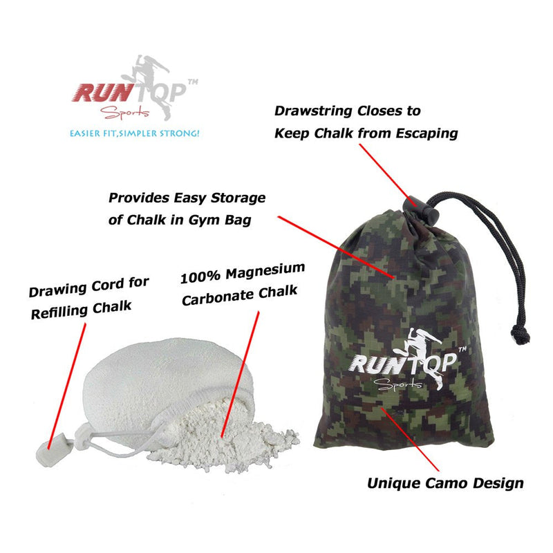 RUNTOP 2.4OZ Refillable Magnesium Carbonate Gym Chalk Ball for Weight Lifting Cross Fitness Training WODS Gymnastics Rock Climbing Powerlifting Workout No Slip - BeesActive Australia