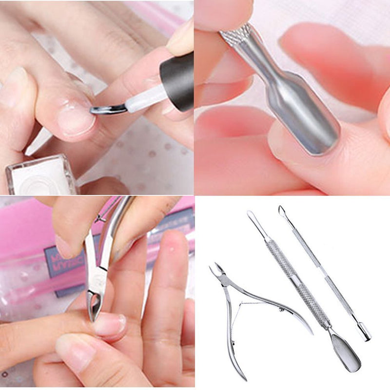 Nail Cuticle Spoon Pusher Remover Nail Cut Tool Pedicure Manicure Set. Pocket Nail Cuticle Nipper Pack Contains Nail Trimmer, Pack of 3 - BeesActive Australia