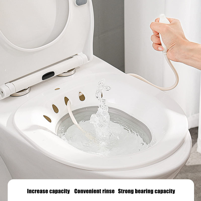 Washable Toilet Bath with Flusher Postpartum Care Soothes Hemorrhoid Foldable Toilet Seat Bath Squat-Free and Flushable Bidet Gray - BeesActive Australia