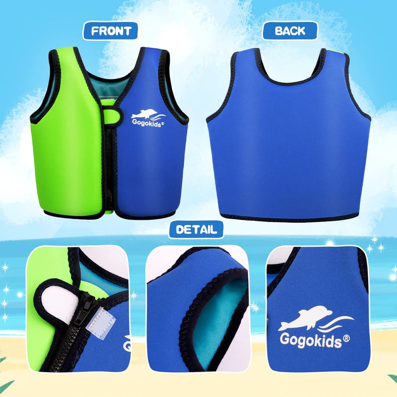 Vine Kids Swim Vest Toddler Learn-to-Swim Floatation Jackets Training Vest for Boys Girls (2-4 Years (Pack of 1), Blue and Green) 2-4 Years (Pack of 1) - BeesActive Australia
