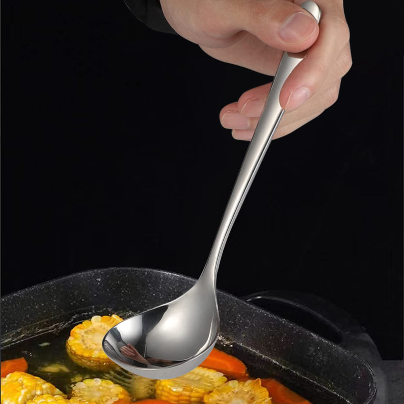 Soup Spoons Stainless Steel Ramen Spoon Set of 4 Heavy Duty Big Spoon Mirror Polished Asian Soup Spoons (Short Handle) Short Handle - BeesActive Australia