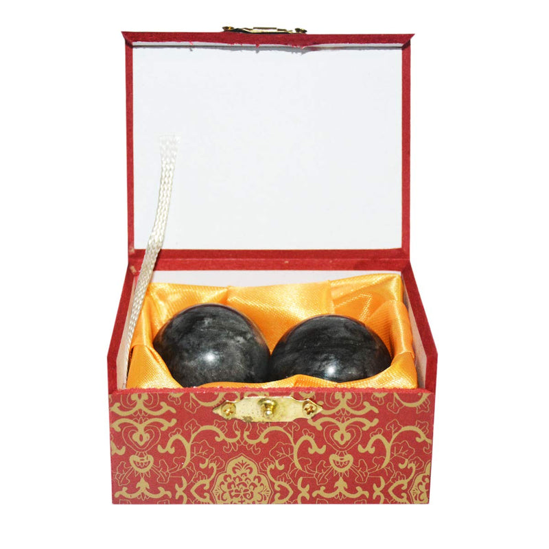 Addune Chinese Baoding Balls Dark Grey Health Exercise Stress Hand Balls Natural Chinese Health Medicine Marble Balls Dark Grey with Box 1.4'' - BeesActive Australia