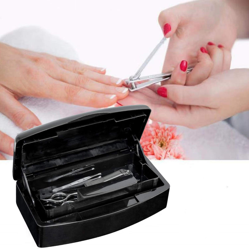 Plastic Sterili-zing Tray，Tool steriliz-ation box，Nail Tools Plastic Disinf-ection Box Beauty Tool Disin-fection Tray Disinf-ection Box，Tweezers, Hair Salon, Spa & Cutter Manicure Equipment-(black) black - BeesActive Australia