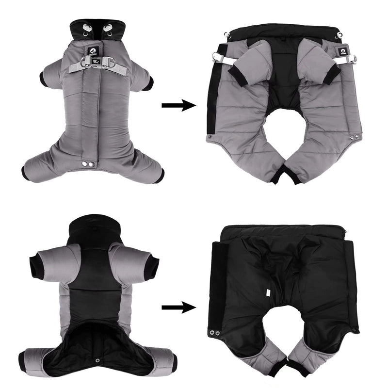 Beirui Waterproof Small Dog Coats for Puppy - Windproof Warm Full Body Coat for Small Dogs - Quality Puppy Winter Clothes Reflective Outdoor Snow Jacket XL:Chest 17",Back 14"(fit 7-14 lbs) Gray - BeesActive Australia