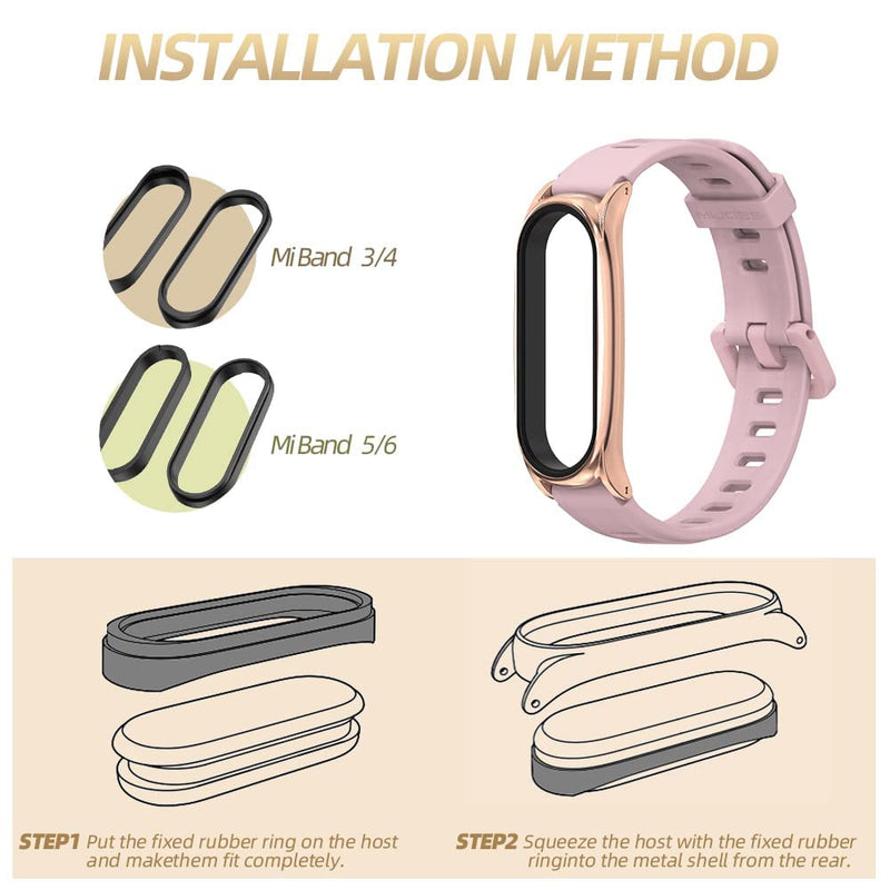 MIJOBS Strap for Mi Band 6 Mi Band 5, Replacement Wristband for Xiaomi Mi Band 4 Mi Band 3 Silicone Sport Wrist Strap for Xiaomi Mi Band 5/6 Pink+Rose Gold - BeesActive Australia