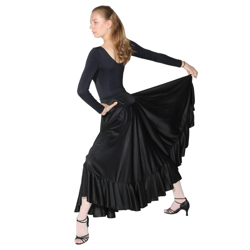 [AUSTRALIA] - Danzcue Full Circle Flamenco Dance Skirt, Black, XL 