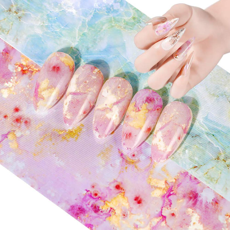 Marble Nail Foil Transfer Sticker, Marble Nail Art Stickers Nail Foils Decals for Women Fingernails Toenails Manicure Nail Art Designs Decorations (4 Boxes ) - BeesActive Australia