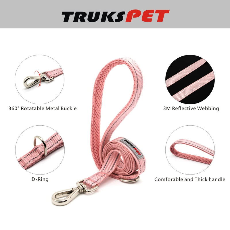 TRUKSPET Dog Harness and Leash Set,Step in no Pull Dog Harness Adjustable Reflective Padded Mesh Fabric Dog Vest for Extra-Small/Small Medium Dogs and Cats M:(Neck:12''-13.5'',Chest:6''-18') Pink - BeesActive Australia