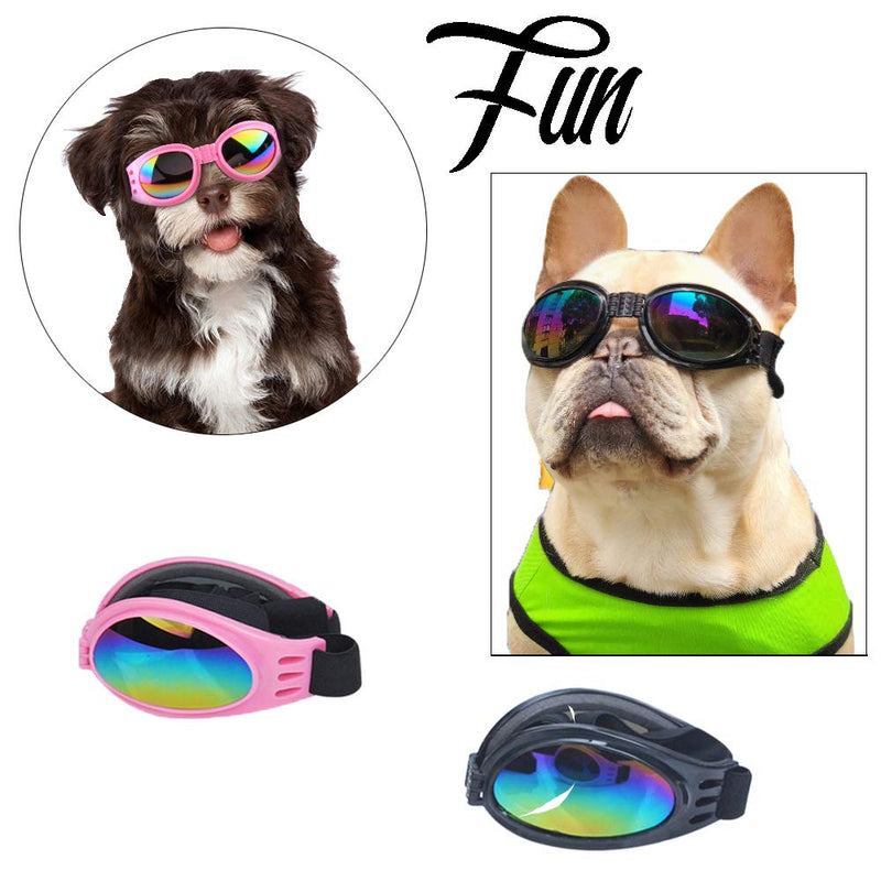 Stylish Pet Glasses Cool Dog Sunglasses Dog Doggles Waterproof Windproof Eyewear UV Protection Sunglass for Doggy Puppy Pink-Black - BeesActive Australia