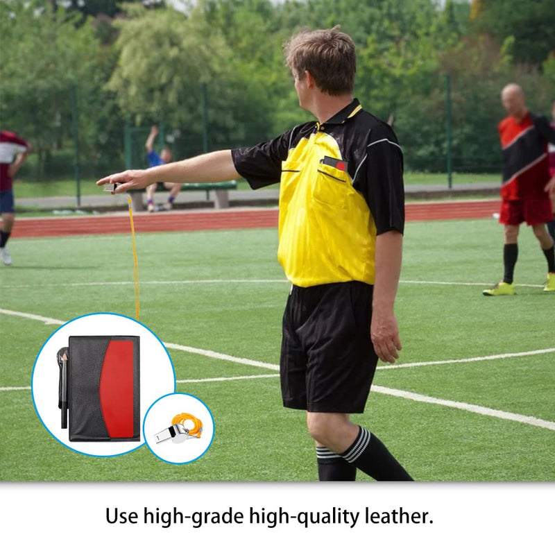 Chihutown Soccer Referee Card Sets, Warning Referee Red and Yellow Cards and Metal Referee Whistle for Game Sports, Soccer Football Penalty Card Wallet 3 - BeesActive Australia