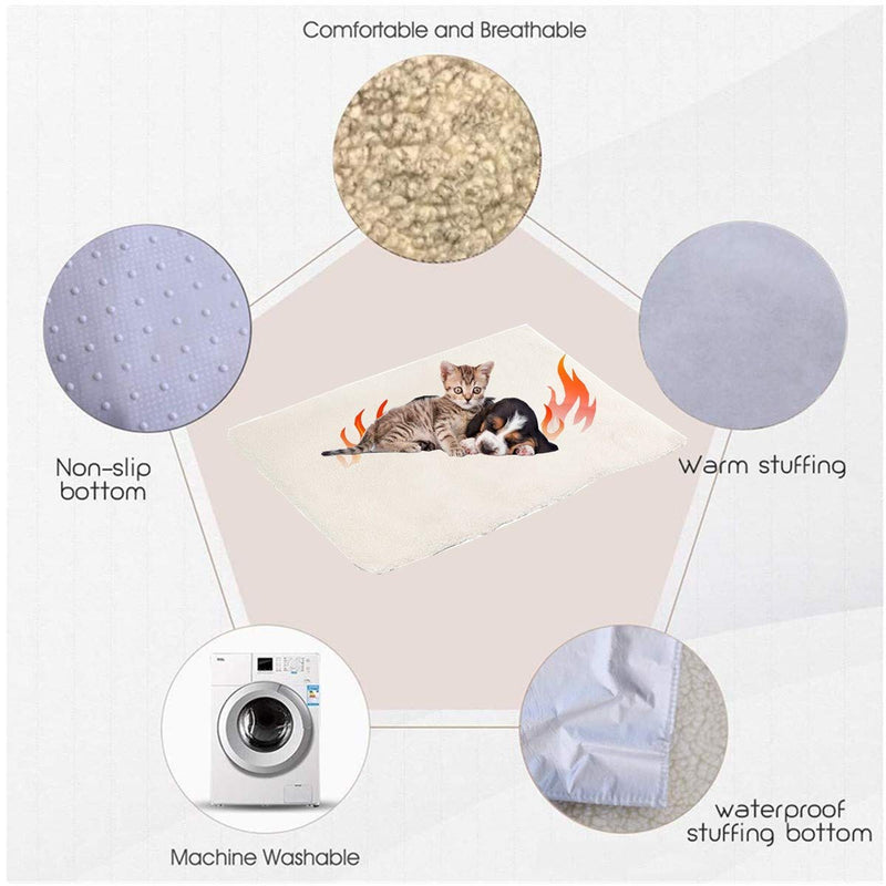 Klemon Self Heating Pet Pads Pet Blanket for Cat/Dog,Pet Heating Pad,Self Warming Cushion Mat for Cats Dogs,Self Heated Cat Dog Bed/Pet Thermal Mat Blanket Ecological 60x45 cm - BeesActive Australia