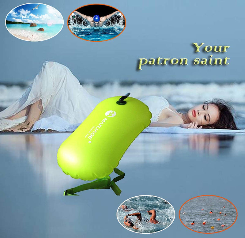 MARJAQE Swim Buoy for Open Water Swimmers Triathletes Kayakers Snorkelers, Swim Float and Drybag for Open Water Swim Buoy Float for Safer Swim Training Green - BeesActive Australia