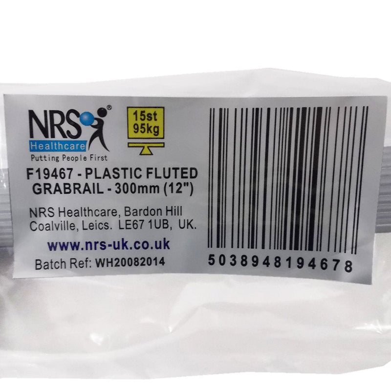 NRS Healthcare F19467 Plastic Fluted Grab Rail, White, 30 cm (12-inch) 30 cm (12-inch) - BeesActive Australia