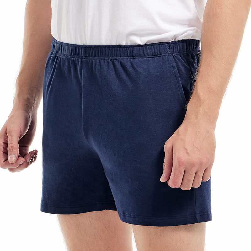 AIMPACT Mens Lounge Shorts Breathable Soft 4 Inch Lightweight Simple Active Shorts Sleep Bottoms Royal Blue Large - BeesActive Australia