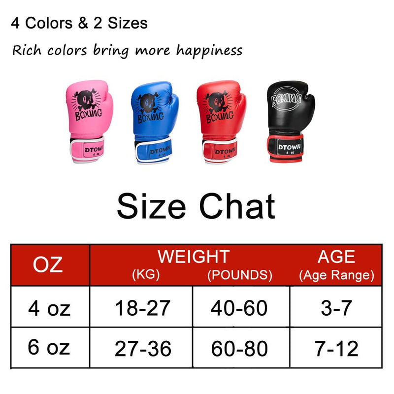 [AUSTRALIA] - Dtown Kids Boxing Gloves 4oz 6oz Training Gloves for Toddler and Youth Age 3 to 11 Years PU Leather Blue 4 OZ 