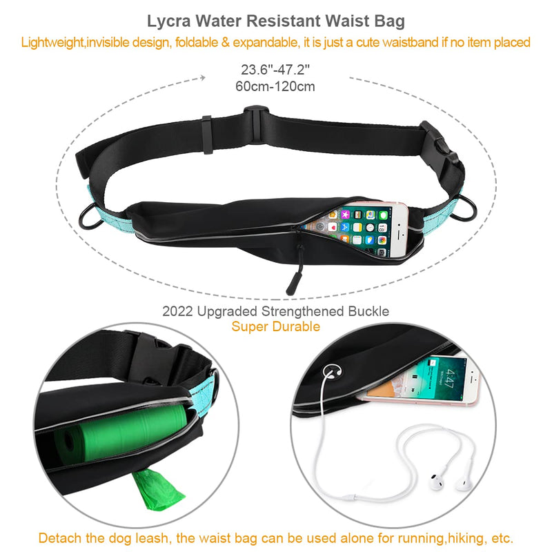 PHILORN Hands Free Dog Leash for Running, Jogging | Reflective Stitching, Adjustable Waist Belt(24"-47"), Phone Pouch, Shock Absorbing Dual Handle Bungee(47"-67") for Up to 150lbs Large Dog Blue - BeesActive Australia