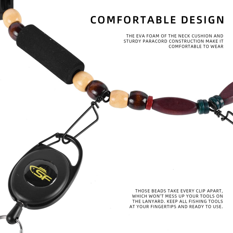 SF Fly Fishing Lanyard Necklace Unloaded Black Adjustable Tool Holder with Foam Neck Strap Horizontal Tippet Bar Quick Release for Fishing Accessories Black-Only Lanyard - BeesActive Australia