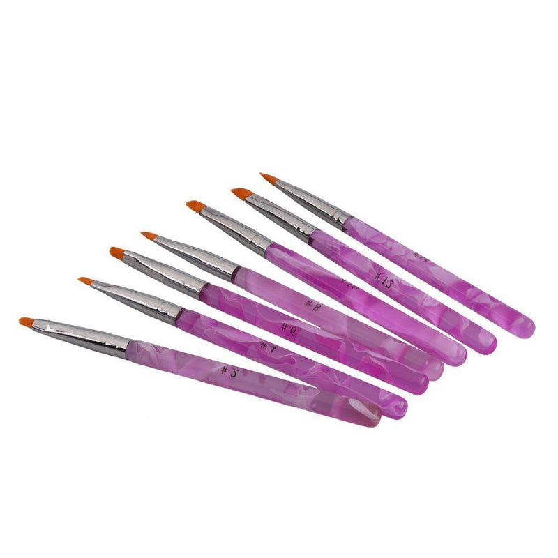 7Pcs UV Gel Acrylic Nail Art Painting Detailing Brushes + 5 X 2 Way Marbleizing Dotting Pen Set - BeesActive Australia