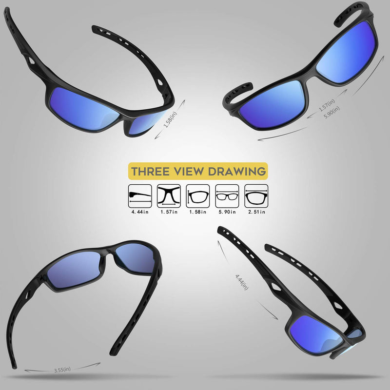 RIVBOS Polarized Sports Sunglasses for Women Men Driving Shades Cycling Running Rb833 833-black Ice Blue Lens - BeesActive Australia