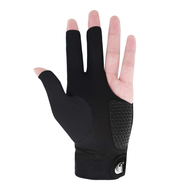 Quick-Dry Breathable Billiard Glove for Left Bridge Hand Professional 3 Fingers Lycra Stretchable Pool Cue Snooker Glove Snooker Carom Billiard Pool Cue Sport Glove Handwear Gift for Men Women Player black - BeesActive Australia