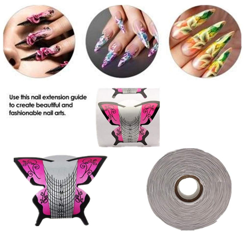 Fellibay Nail Forms Butterfly Nail Extension Forms for Nail Art DIY Tool Nail Tips Guide Sticker Extension Nail 300 Pcs - BeesActive Australia