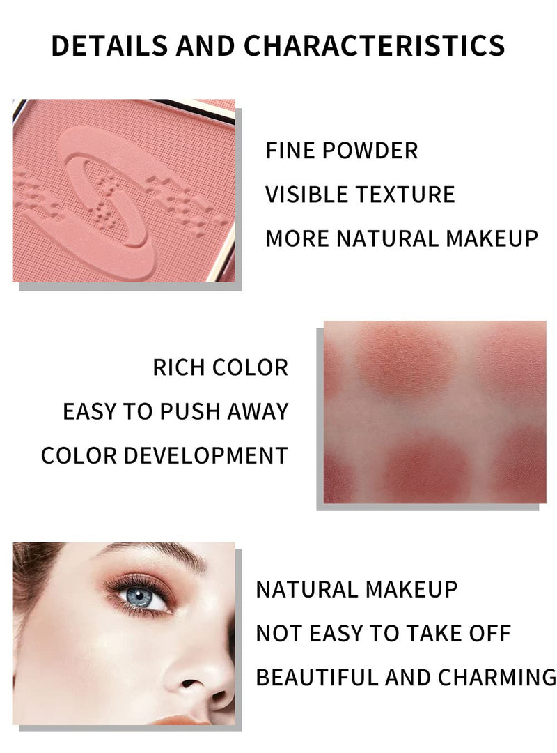 Mysense 6 Colors Face Blush Palette,Light Shimmer Matte Contour Blush Makeup Palette,Bright Powder Mineral Blusher-01 Face Blush 01 - BeesActive Australia
