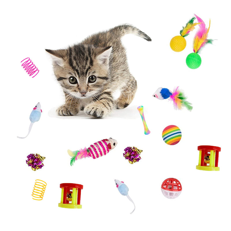 32Pcs Cat Toys Kitten Interactive Pet Toys Assortments, Foldable Rainbow S-Tunnel, Cat Feather Teaser, Wand Interactive Feather Toy, Fluffy Mouse, Crinkle Balls, Bell Play for Cat, Puppy, Kitty, Kitten 3 way - BeesActive Australia