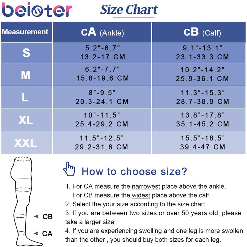 Beister Medical Closed Toe Knee High Calf Compression Socks for Women & Men, Firm 20-30 mmHg Graduated Support for Varicose Veins, Edema, Flight, Pregnancy（2 in a Pack，Not Two Pairs） Beige L(Pack of 2) - BeesActive Australia