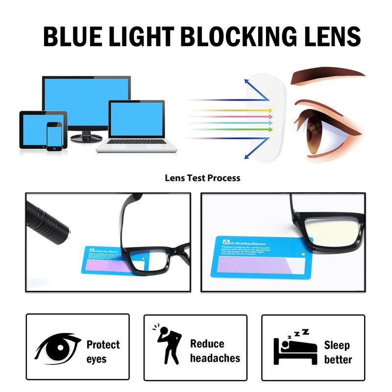 Fsread 4 Pack Oprah Style Reading Glasses for Women Men Blue Light Blocking Computer Square Metal Spring Readers 4 Mix 2.0 x - BeesActive Australia