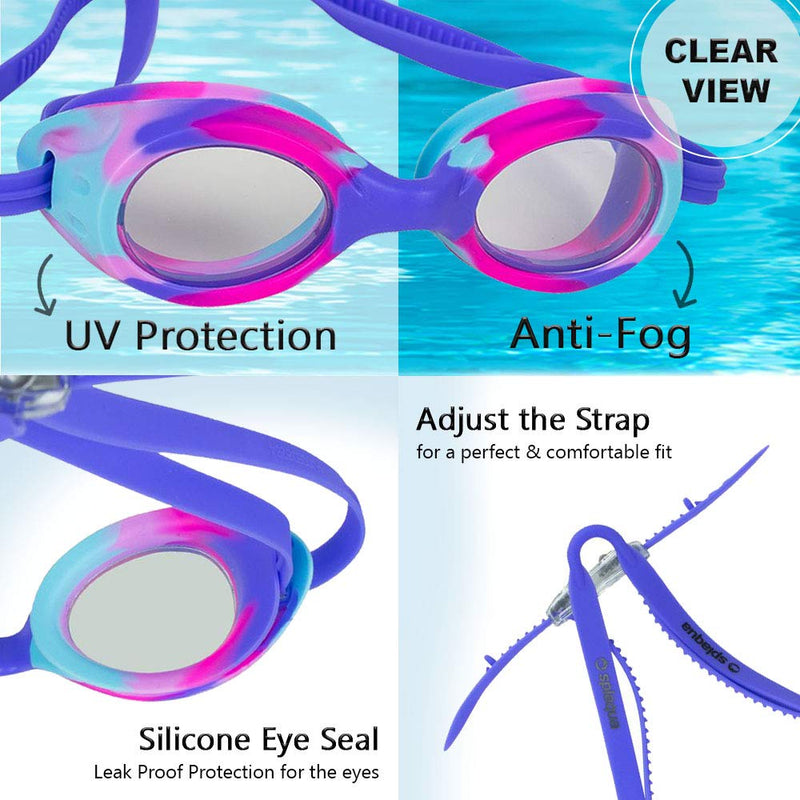 Splaqua Kids Swim Goggles for Boys, Girls- Adjustable Straps- UV Protection Swimming Goggle Purple - BeesActive Australia