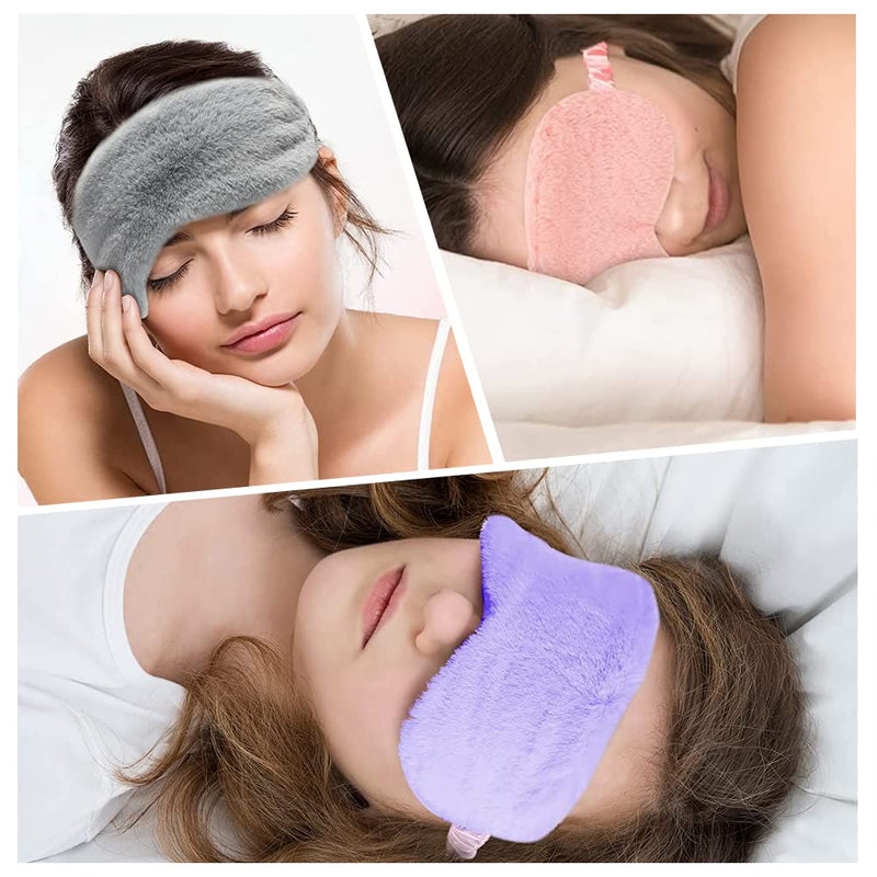 4 Pcs Plush Sleep Masks, Ultra Cute Soft Eye Cover, Blindfold Travel Masks for Kids Men Women(Random Color) Style1 - BeesActive Australia