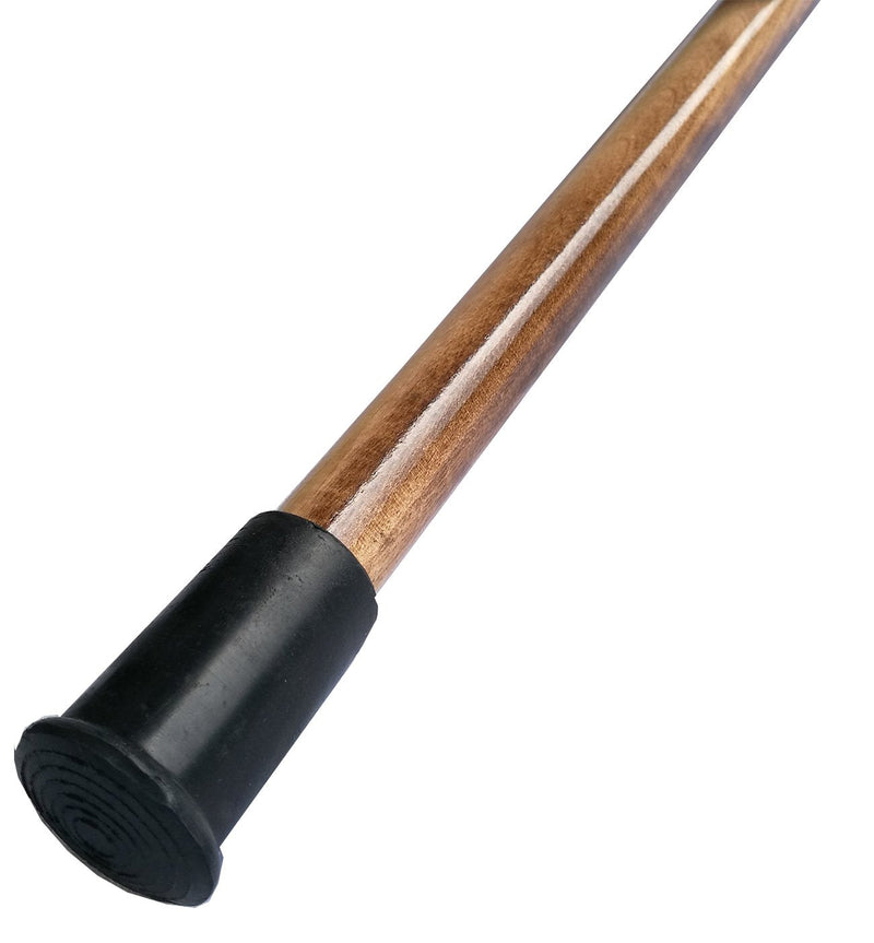 Gents Wooden Scorched Derby Cane with Collar Walking Stick with Natural Wood Stain 94cm (37") Height - BeesActive Australia