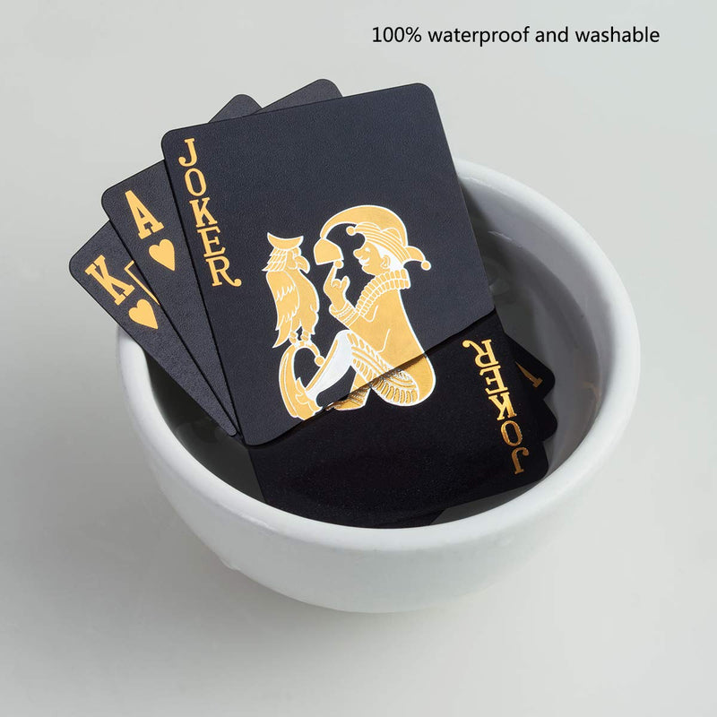 ACELION Waterproof Playing Cards, Plastic Playing Cards, Deck of Cards, Gift Poker Cards (Black) - BeesActive Australia