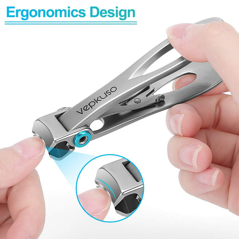 Thick Toenail Clipper – Vepkuso Wide Jaw Opening Oversized Stainless Steel Toenail Cutter with Nail File For Thick Nail, Extra Large Fingernail Toenail Trimmer for Men&Women Sliver Set - BeesActive Australia